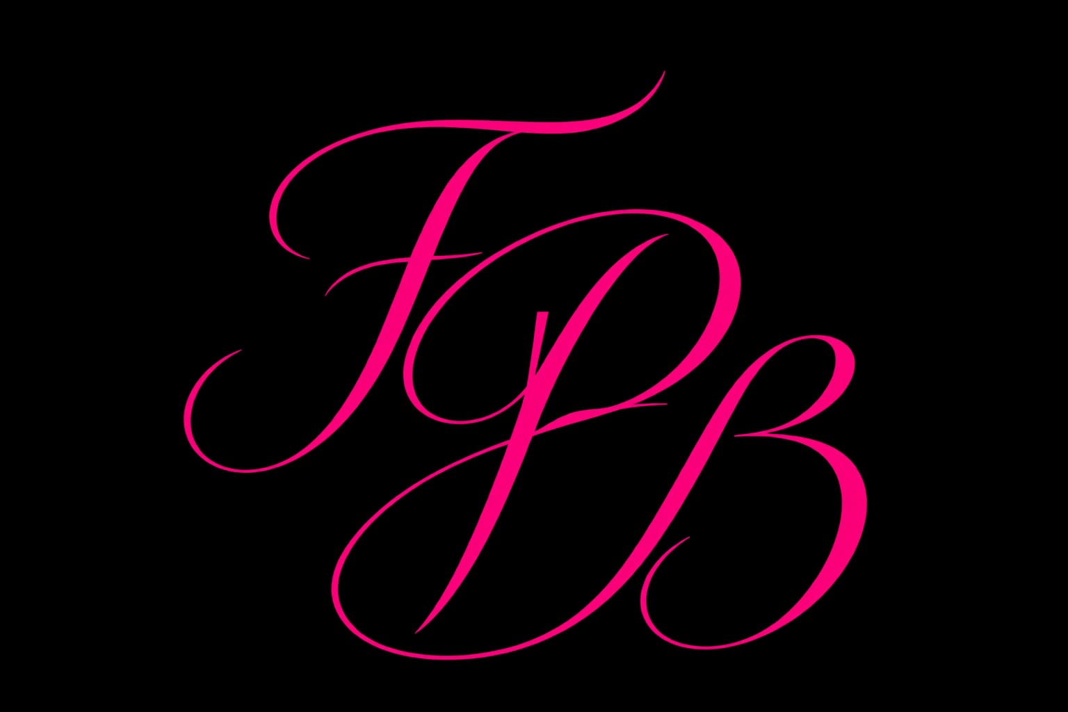 Fajara Pro Braids logo, pink script monogram FPB
